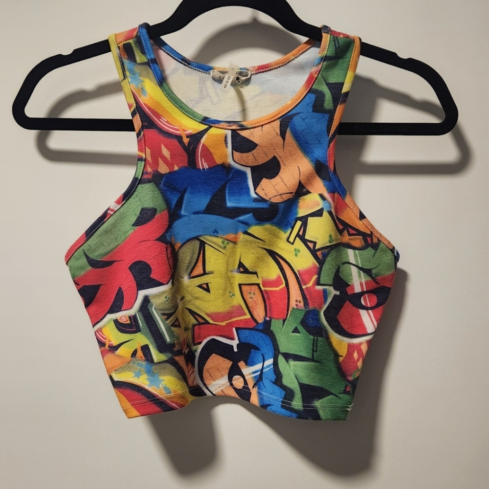 Graffiti Crop Tank Top